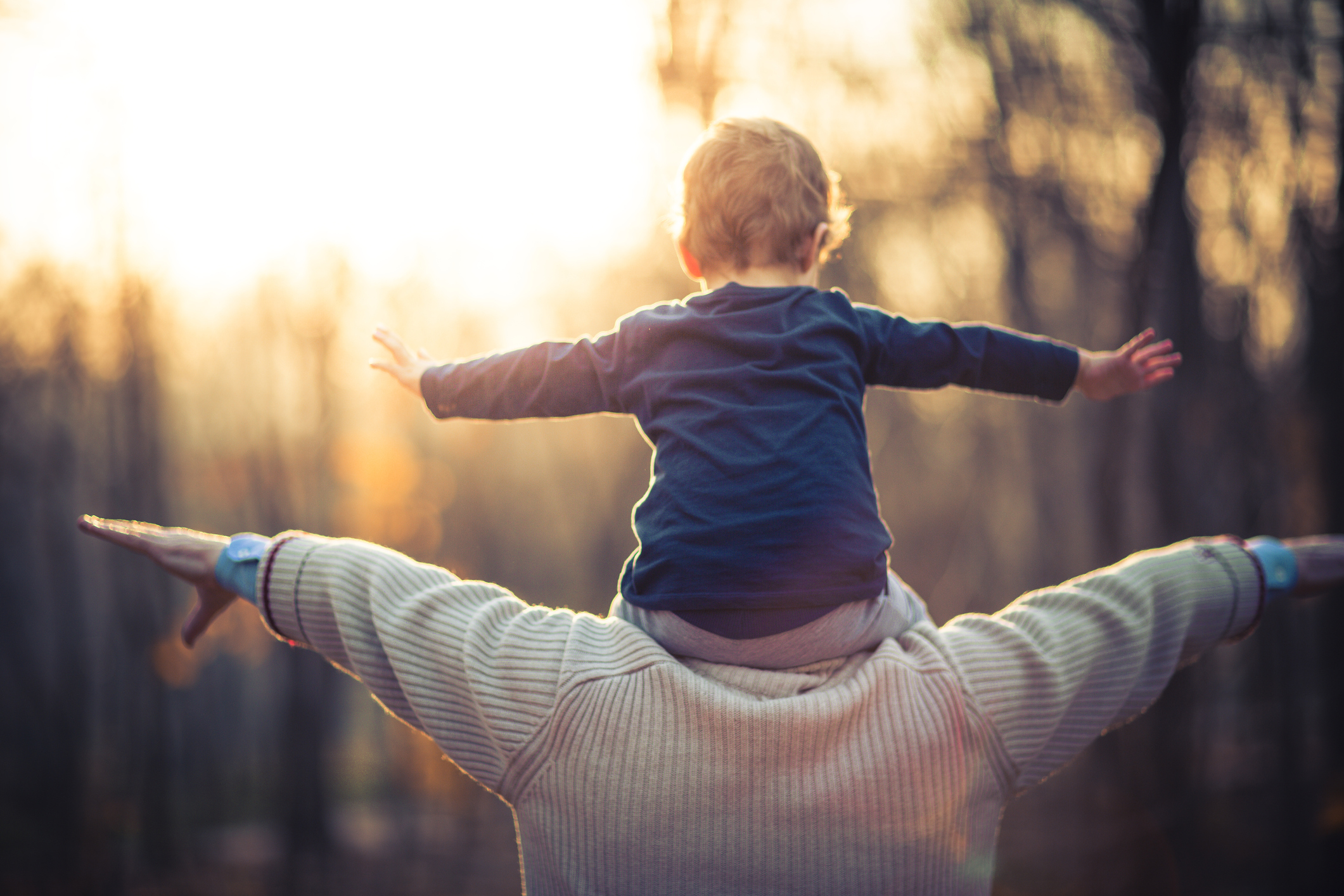 Grand-père avec son petit fils sur les épaules